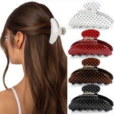 Polka Dot Hair Claw Clips 4 Pack, 3.5 Inch Cute Hair Clips for Women Polka Dot