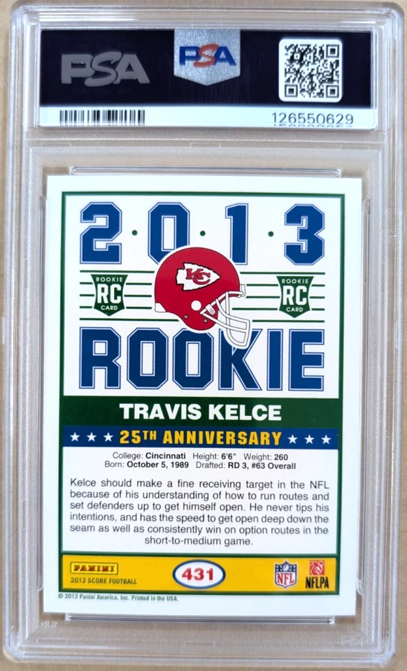 2013 Score #431 Travis Kelce RC - PSA 7 NM - Image 2 of 2