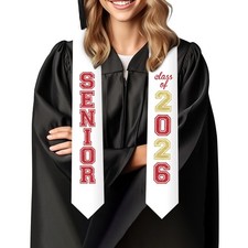 Red Senior Graduation Honor Stole Sash Class Of 2026 Glitter Letter Party Gift
