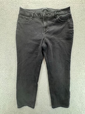 d.jeans Crop Jeans Womens Size 16 Black High Rise Dark Wash Rhinestones Denim