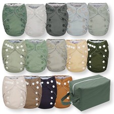 Nora's Nursery Newborn All-in-One Cloth Diaper 14-Pack with Diaper Pod for Clean
