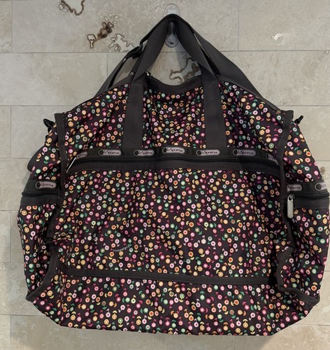 LeSportsac Flower Power Large Weekender Travel Overnighter Duffle Bag EXCELLENT