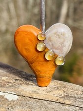 Lampwork Glass Heart Focal Bead HANDMADE Lampwork Fall Colored Lampwork Heart