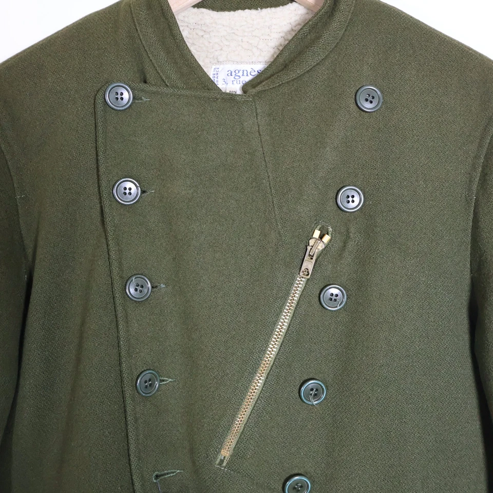Agnes B. vintage para mujer Chaqueta corta militar mezcla lana Eclair cremallera talla 1 Foto 4 de 4