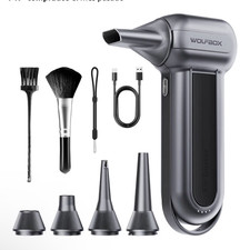 WOLFBOX MF100 Electric Air Duster Kit w/ Nozzles, Brushes USB-C Cable