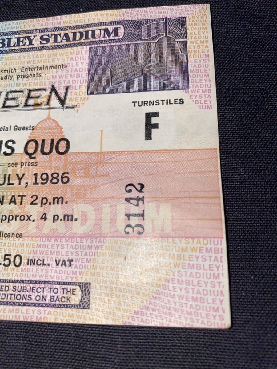 ME PLUS YOU チケット Queen Wembley Stadium 12th July 1986 Concert Ticket Stub Freddie