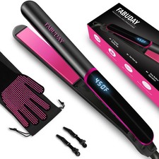 Fabuday Flat Iron Hair Straightener Dual Voltage Heat Up Quickly Lcd Display Aut