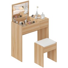 HOMCOM Dressing Table Set Stool Flip-up Mirror Drawer Wood, Used