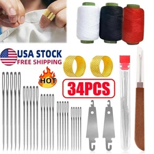 34PCS Sewing Tool Set,Needles Thread Hand Repair Tools,Portable Sewing Kit ~USA
