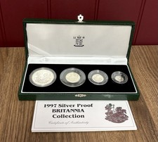 1997 United Kingdom Silver Proof Britannia 4x Coin Collection Boxed Set & COA