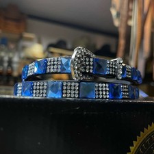 Blue  White Rhinestones Hat Band. Cowboy Hat Band. Banda de Sombrero Vaquero.