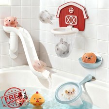TXTLDB No-Hole Farm Bath Toys for Toddlers 1-3  Slide, Basketball Hoop and 6...