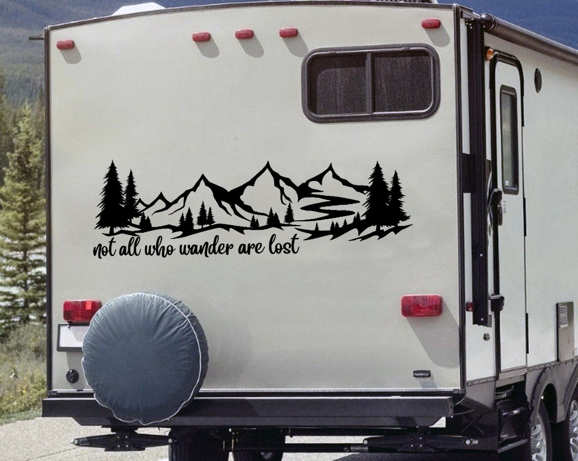 CARAVANE PAYSAGE DE montagne camping-car camping-car vinyle vinyle