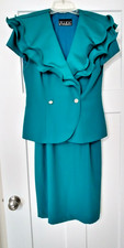 Alex Evenings Formal Teal Blue Green Skirt Suit Womens 10 Holiday MOB NewYears