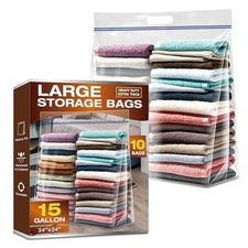 10 Pack Heavy Duty 15 Gallon Clear Zipper Bags with Handles 10 Large