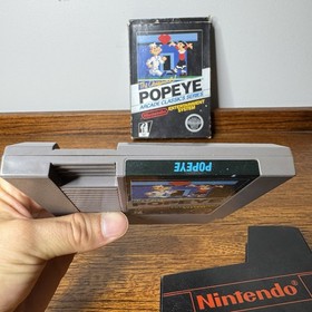 Popeye Nintendo Entertainment System 5 Screw Complete Black Box Hangtab CIB NES