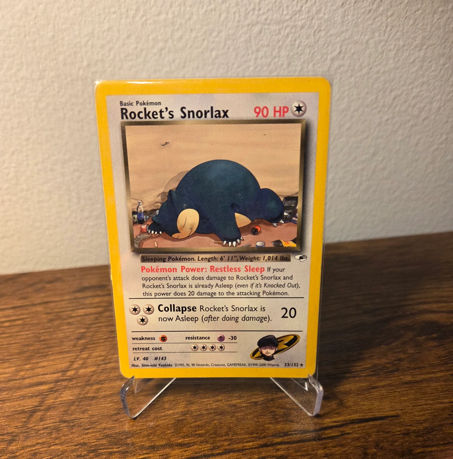 Pokémon TCG Rocket's Snorlax Gym Heroes Rare 033/132 90 LP Vintage