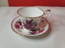 Royal Sutherland H & M Fine Bone China Cup And Saucer Gold Trim Flowers Tea
