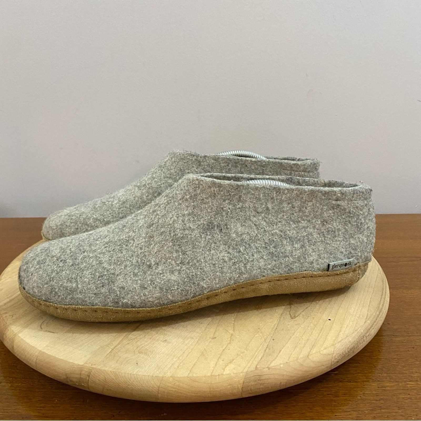 SAOLA Pantofole Glerups slip on con suola in pelle grigio taglia 45 uomo 11 100% lana