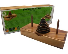 Tower of Hanoi 9 Rings Wooden Brain Teaser Pu...