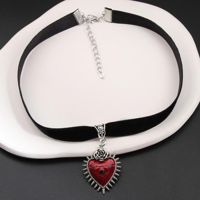 Gothic Dark Butterfly Heart Arrow Pendant Velvet Choker Necklace Punk Mystical