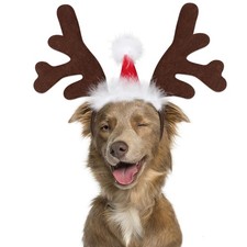 BWOGUE Dog Elk Reindeer Antler Headband Pet Christmas Costume Large, Brown