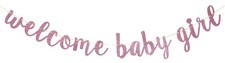 Welcome Baby Shower Party Banner,Boy and Girl Glitter Paper Sign for Baby Shower