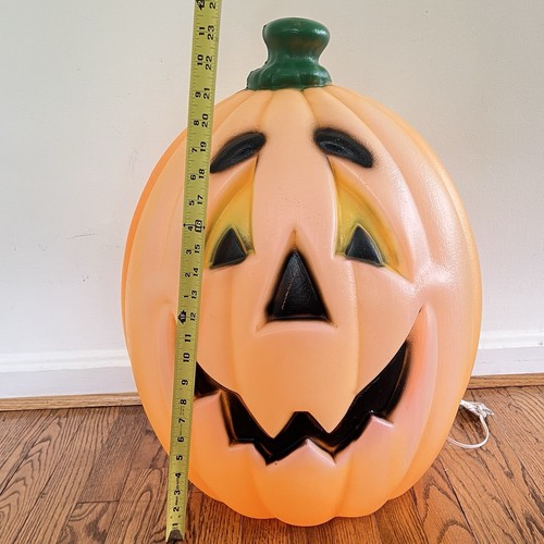 Vintage General Foam Plastics Light Pumpkin BlowMold Jack OLantern 22" Free Ship - Picture 7 of 7
