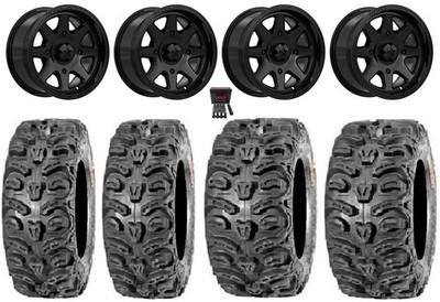 MSA Spark 14'' Wheels Gloss Blk 28'' Bear Claw HTR Tires Polaris Sportsman