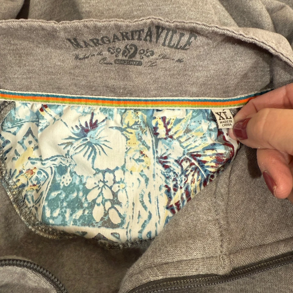 Margaritaville Sweatshirt Mens XL Gray Jimmy Buffet Long Sleeve 1/4 Zip Pullover - Image 4 of 4