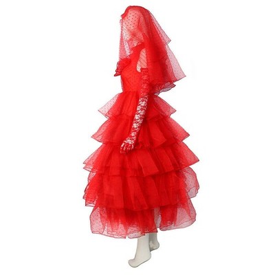 beetlejuice dress red NECA Knocker Bobble Head neck Short sleeves Pullover style Material Lydia Red Long Wedding Dress