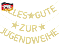 Jugendweihe Girlande 9M Champagnergold Glitzer Dekoration FüR Fest & Fotos