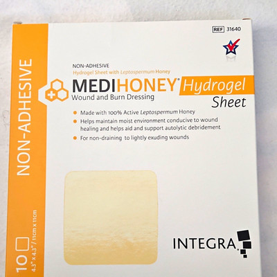 MediHoney Hydrogel Sheet Non-Adhesive Wound & Burn Dressing 4.3 x 4.3 REF 31640