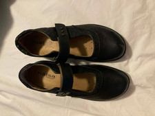 Halsa Mary Jane Black Leather Upper Aloe 8.5 Wide New w/ Defects Easy Close