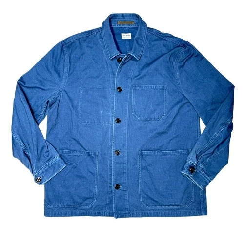 Todd Snyder French Worker Chore Jacket Indigo Blue Dyed Cotton Sz XL $398 - product listing photo