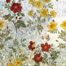 Beautiful floral pattern Window Privacy Film, Static Cling Decorative Film