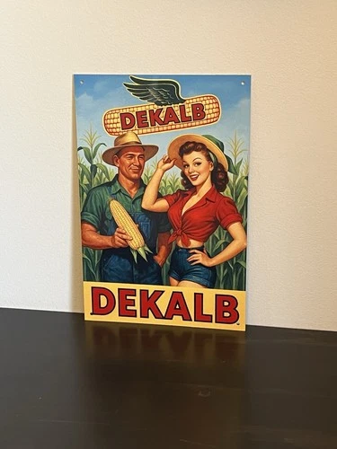 Hi Gloss! Dekalb Hybrids Farm Corn Crops Vintage Style Metal Sign  Pinup