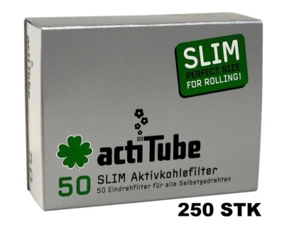 250x (5x 50 Stk) actiTube AKTIVKOHLEFILTER SLIM, 7mm Durchmesser