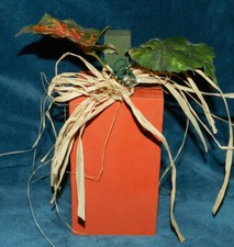 PRIMITIVE HEAVY WOOD BLOCK/POST PUMPKIN SHELF SITTER Thanksgiving/Fall