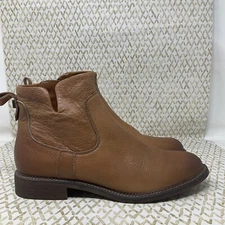 Franco Sarto Leather Ankle Boots Brown Side Zip Hand Finished Leather Women 10 M