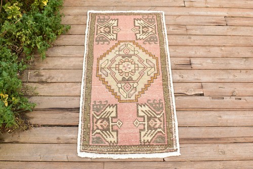 Turkish Carpet Hand Knotted 1x3 Size Doormat Chair Multi Color Rug 51x102cm