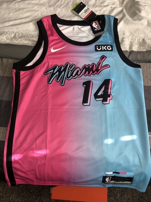 Tyler Herro Blue Pink Miami Heat Vice Versa City Jersey Size Large NWT | eBay