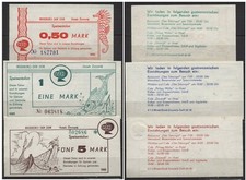 17536 - 3 x HOTELGELD DDR: Hotels Zinnowitz, Speisentalon &uuml;ber 0,50 + 1,00 & 5