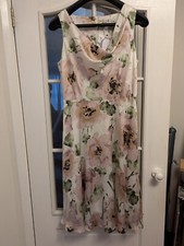 SOPHIE GRAY Dtess 12 Womens NWT £45 white pink green vintage silky wedding guest