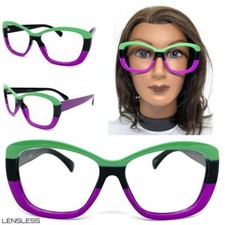 Women's Classy Elegant Funky Lensless Eye Glasses Colorful Frame Only NO Lens