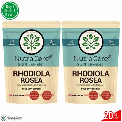 Nutra Core Rhodiola Rosea Kapseln 6000mg Extrakt (Salidrosid) 180 Kapseln