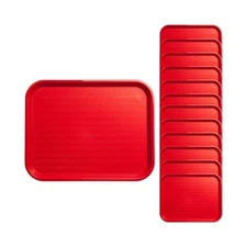 Carlisle FoodService Products Plastic Fast Food Tray, 14" x 18", Red 12 Pack