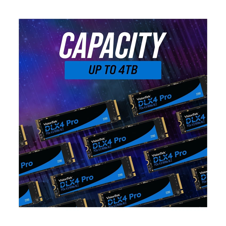 VisionTek 2280 M.2 DLX4 Pro SSD - 1TB - PCIe Gen 4.0 x4 NVMe - 5200MB/s Read,... - Image 4 of 4