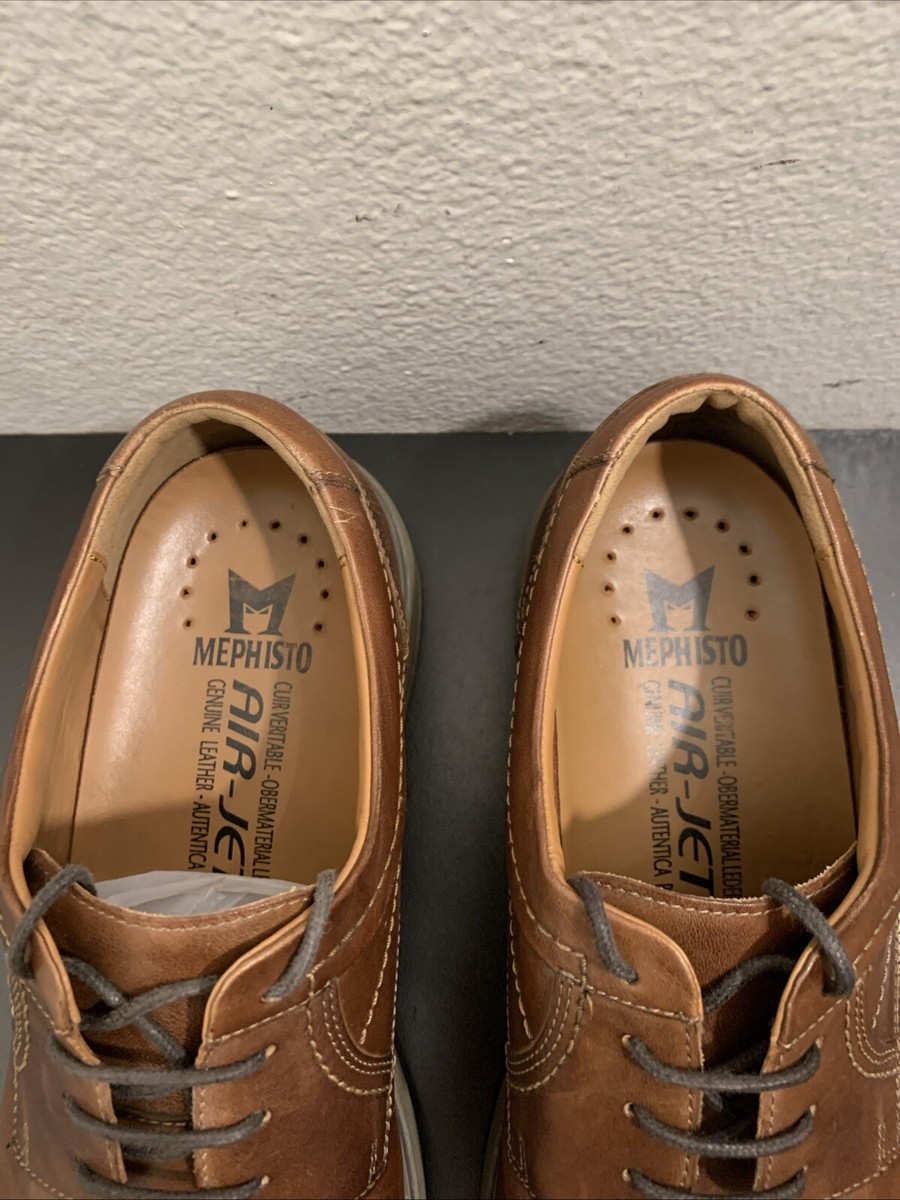 MEPHISTO AIR JET Brown Genuine Leather Plain toe derby shoes  display picture 1