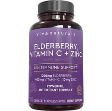 Elderberry, Vitamin C, Zinc,  Ginger Immune Support Supplement, 2 Month Supp...